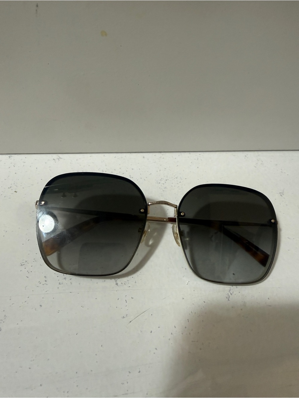 Rebecca Minkoff Gold Frame Black Lens and white Oversized Women's Sunglasses